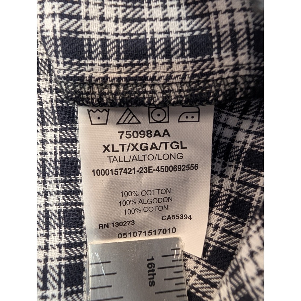 Wrangler Western Shirt Men XLT Black White Plaid Flannel Pearl Snap NWT - Picture 8 of 11